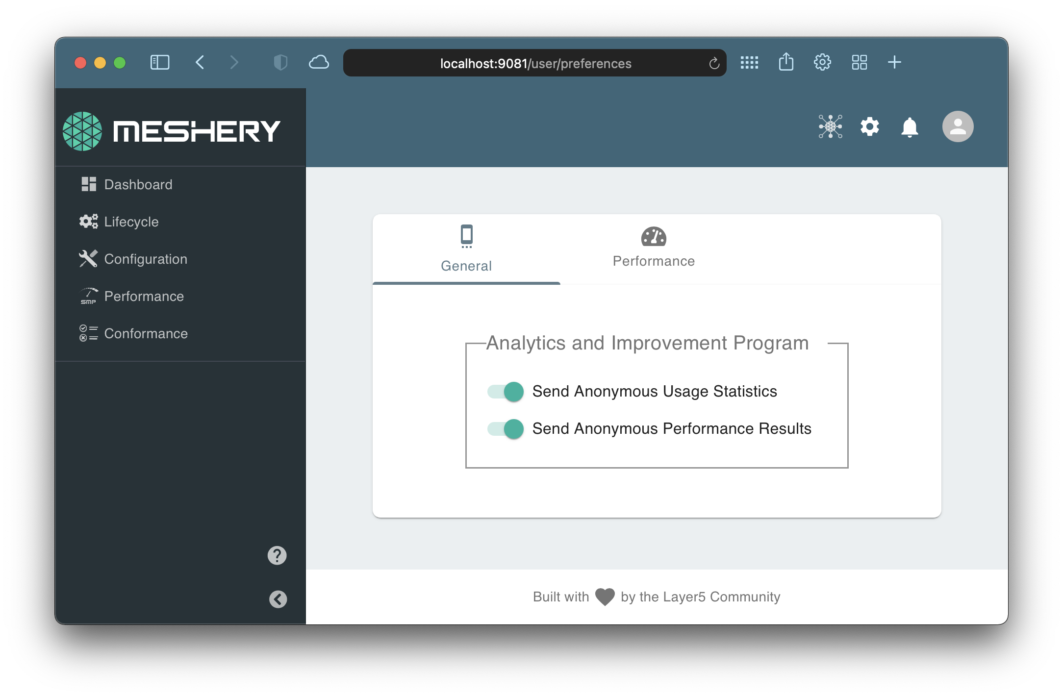 Customize User Preference On Meshery